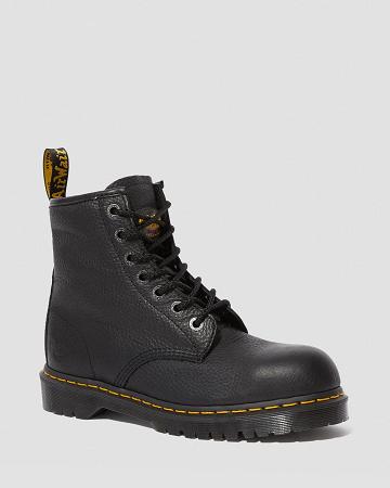 Black Men's Dr Martens Icon 7B10 Leather Steel Toe Ankle Boots | CA 442DFM